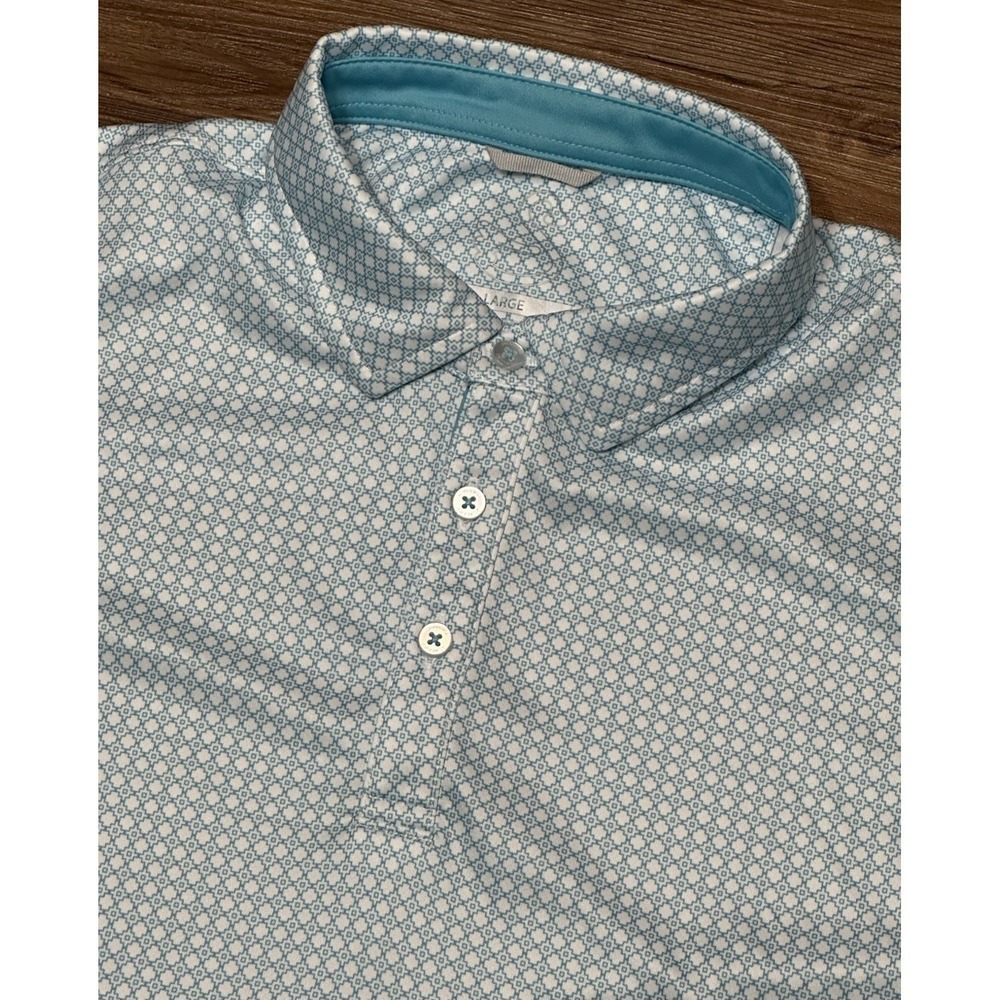 Swannies Short Sleeve Golf Polo Shirt Blue Geometric Print Athletic Men Size L